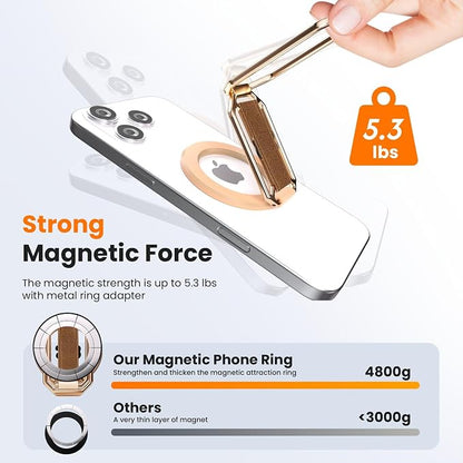 Magnetic Phone Grip & Stand for Desk, Bed & On-the-Go – Compatible with MagSafe – Secure One-Hand Hold, Comfortable Scrolling, Hands-Free Video Calls (Rose Gold)