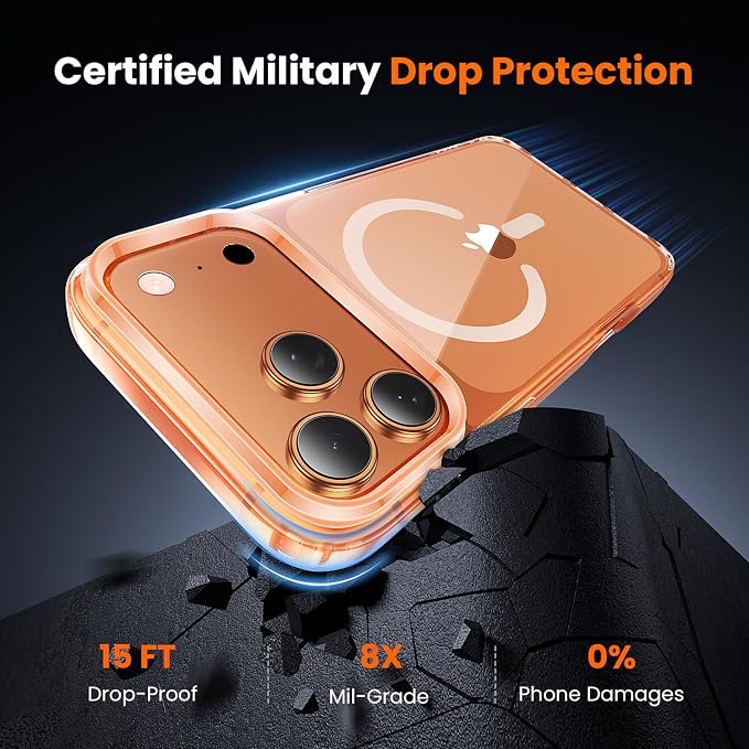 3 in 1 for iPhone 17 Pro Case Clear,Fits MagSafe, Not Yellowing, Screen Protector*1 Camera Lens Protector*1, Military-Grade Protection for Phone Cover 6.3 inch