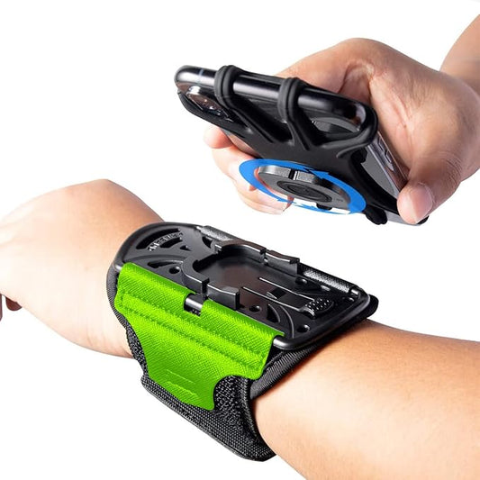 Wristband Running Phone Holder for 4~6.5‘’ Phone, 360°Rotation & Detachable Sports Phone Armband Running for iPhone 17/16/15/14/13/12/Pro/Pro Max/XS/XR/X/8/7/6/Plus, Green