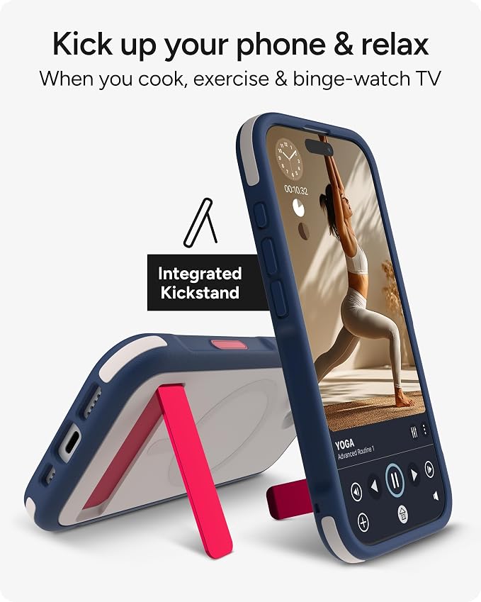 ZAGG Sedona Snap Case with Kickstand for iPhone 17 - Red Light & Blue, Drop Protection (13ft/4m), Multi-Layer Protection, with Camera Button, MagSafe Phone Case with Impact-Absorbing Bumpers
