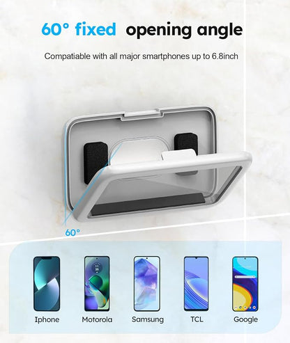 Waterproof, Upgraded IPx6 Wall Mount, 480° Rotation, HD Touchscreen, Ideal for 4-7” Smartphones - Perfect Shower Accessories-Grey