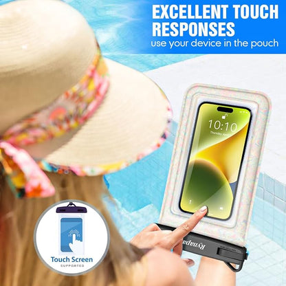 Rynapac [Floatable] Waterproof Phone Pouch 2 Pack - [Up to 8.5"] IPX8 Floating Waterproof Phone Case Dry Bags with Adjustable Lanyard for Beach Vacation Travel Cruise Ship Pool Kayak Essentials