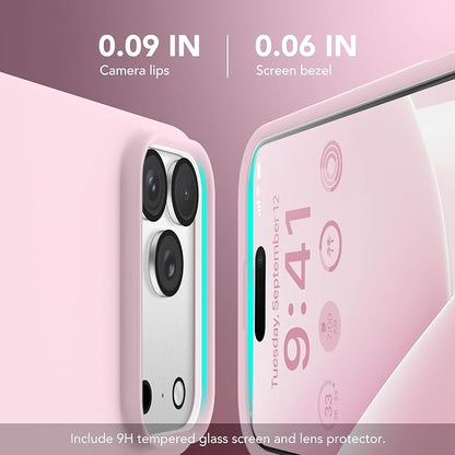 GONEZ Magnetic for iPhone 17 Pro Case, Compatible with MagSafe, [Screen Protector + Camera Lens Protector], Liquid Silicone Anti-Scratch Shockproof Protective Phone Case 6.3 inch, Pastel Pink