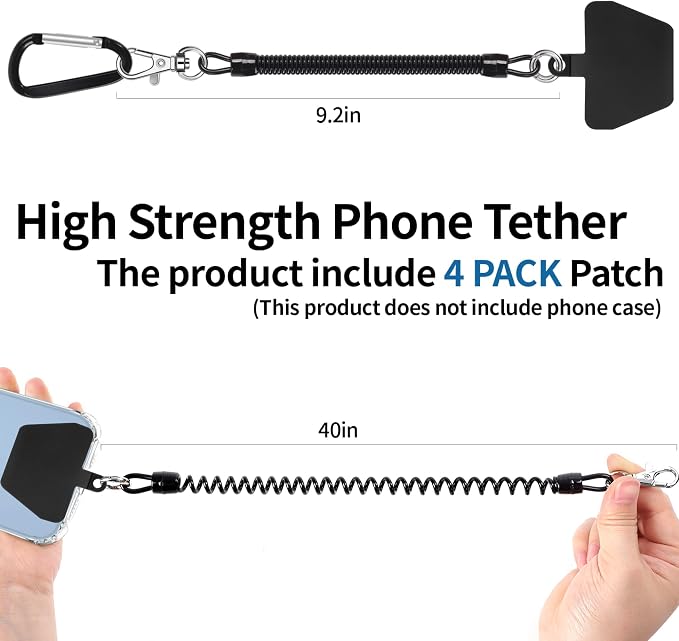 Doormoon Phone Lanyard Tether with 4 TPU Patch, Cell Phone Lanyard with 2 Phone Tether, 4 TPU Patch for Outdoor Hiking Climbing
