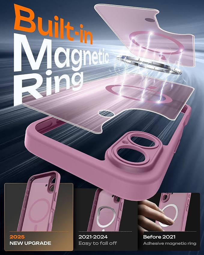 TOCOL for Phone 16 Case, Compatible with Magsafe Charger, Full Camera Protection, Drop Protection, Translucent Matte Phone Case for iPhone 16 6.1 inch (Lilac Purple)