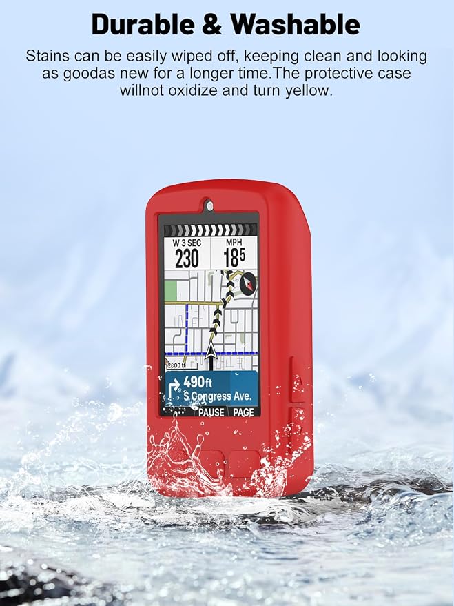 Silicone Protective Case for Wahoo ELEMNT Bolt V3 Cycling Computer, Full-Body Protective Cover with Precise Cutout, Shockproof Dustproof Protector Sleeve & Scratch-Resistant Sleeve (Red)