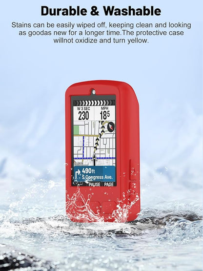 Silicone Protective Case for Wahoo ELEMNT Bolt V3 Cycling Computer, Full-Body Protective Cover with Precise Cutout, Shockproof Dustproof Protector Sleeve & Scratch-Resistant Sleeve (Red)