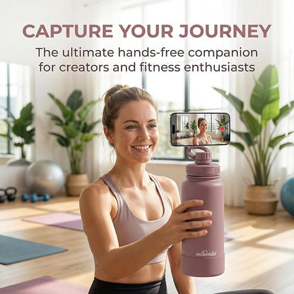 32oz Insulated Tumbler with Magnetic Phone Holder, Gym Water Bottle | Leak Proof Lid, 24hr Cold & 12hr Hot, Non-Slip Base | Travel Mug, Reusable & Eco-Friendly (smoky pink, 32, ounces)
