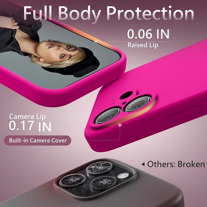 FireNova Magnetic for iPhone 17 Case, Compatible with MagSafe, [Integrated Silicone Camera Control Button] [Camera Protection] Anti-Scratch Microfiber Lining Phone Case, 6.3", Hot Pink