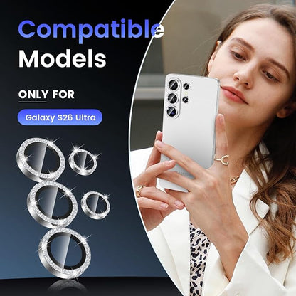 Tensea (3+2PCS Compatible with Samsung Galaxy S26 Ultra Camera Lens Protector, 9H Tempered Glass Camera Cover Screen Protector Metal Individual Ring [Installation Tray][Case Friendly]