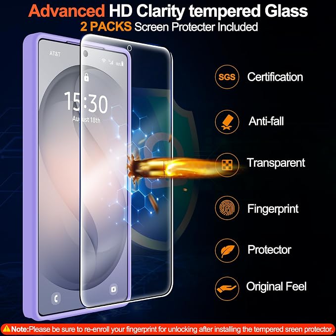 MOZOTER for Samsung Galaxy S26 Ultra Case with Magnetic,[Compatible with MagSafe][12Ft Military Dropproof][2*Screen Protector] Translucent Anti-Slip Back Slim Shockproof Case for S26 Ultra-Purple | [12Ft Military Dropproof][2*Screen Protector]Transluce...