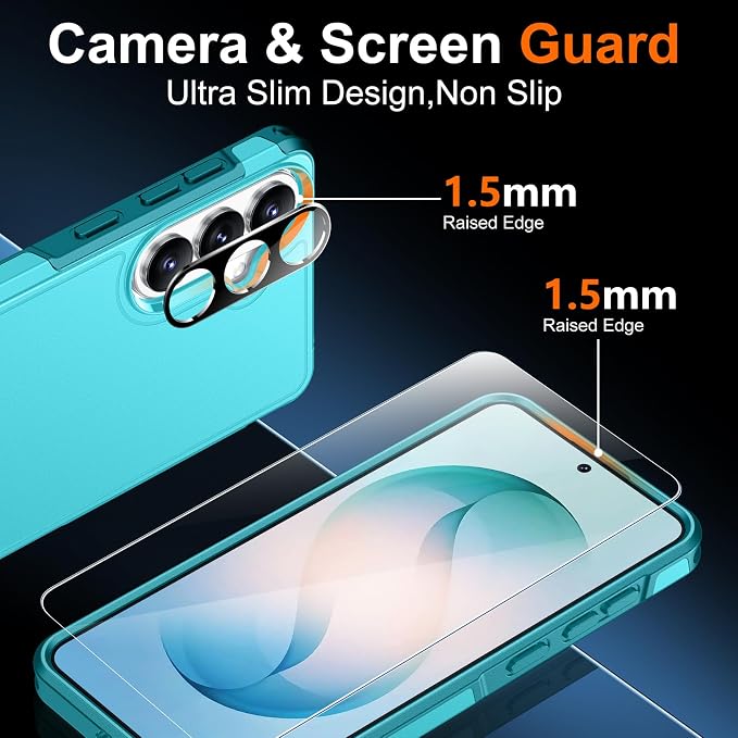 SPIDERCASE Designed for Samsung Galaxy S26 Plus Case, [10 FT Military Grade Drop Protection], 2 Pack [Tempered Glass Screen Protector+Camera Lens Protector] Heavy Duty Shockproof Case, Light Blue