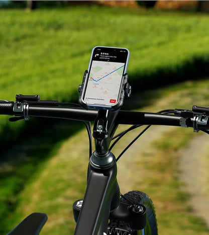 BRCOVAN Bike Fork Stem Phone Mount Holder [Camera Friendly] [1s Lock & Release] Adjustable Bicycle Headset Top Cap Cellphone Cradle with Solid Aluminum Mounting Base Fit 5.4'' - 7.2" Smartphones