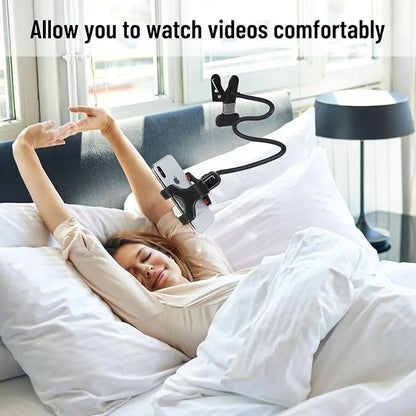 Selfdee Gooseneck Phone Holder for Bed, 360-degree Rotating Adjustable Clip Bracket Clamp Stand for Desk Bedside & Headboard Clamp,Long Arm Mobile Cell Phone Stand Lazy Bracket, for All 4-7” Devices