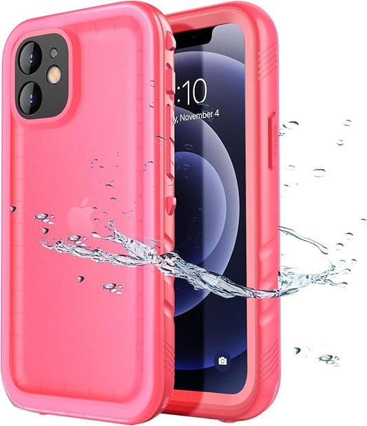 SPORTLINK for iPhone 12 Mini Waterproof Case, Full Body Shockproof Dustproof Phone Screen Protector Rugged Cases for iPhone 12 Mini 5.4 Inches Pink