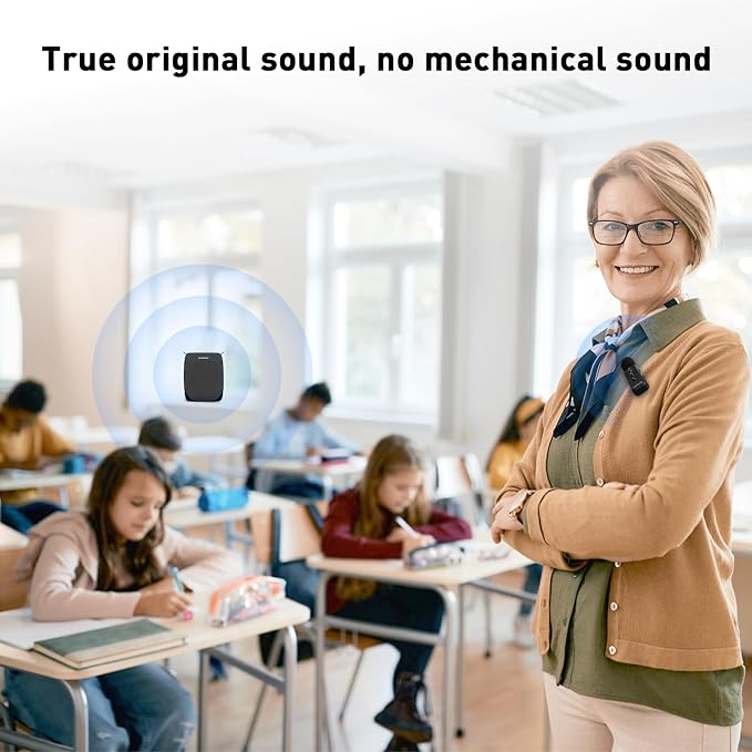 ZOWEETEK Voice Amplifier with Wireless Lavalier Lapel Microphone for Teachers,2025 New Personal Microphone System,Portable Speaker Clip On Microphone,Mini Voice Amplifier for Speech, Meeting,Yoga