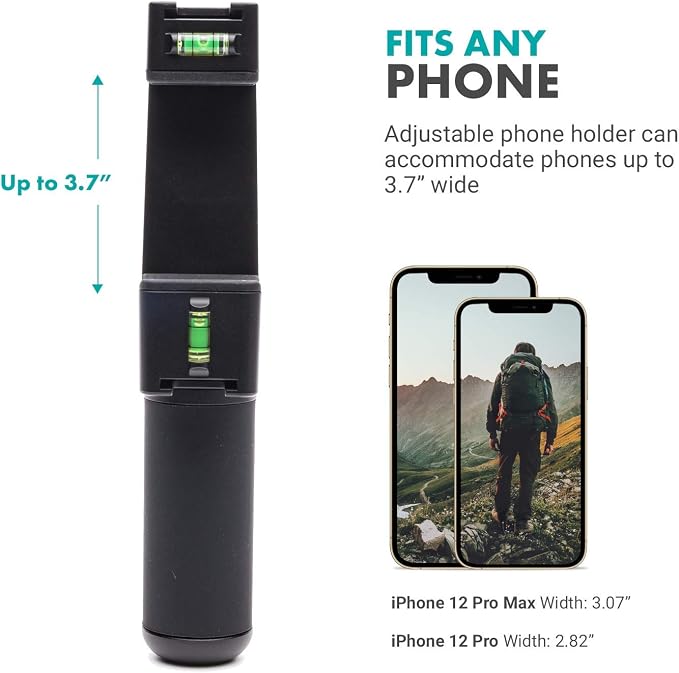 Movo PR-3 Rotating Smartphone Grip Handle Rig with Vertical and Horizonal Positions, Wrist Strap, Tripod Mount, Cold Shoe Mount for Lights and Microphones - for iPhone, Samsung, Google, Android Phones