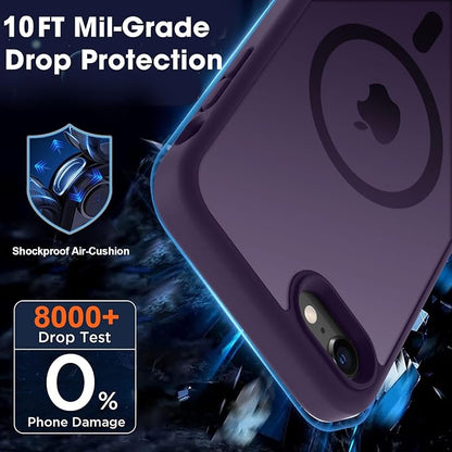 MOCCA Strong Magnetic for iPhone SE Case 2022/iPhone SE 2020 Case/iPhone 7 Case/iPhone 8 Case [Compatible with Magsafe] Slim Thin Translucent Matte Protective Cover Phone Case 4.7'', Deep Purple