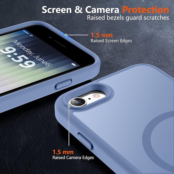 MOCCA Strong Magnetic for iPhone SE Case 2022/iPhone SE 2020 Case/iPhone 7 Case/iPhone 8 Case [Compatible with Magsafe] Slim Thin Translucent Matte Protective Cover Phone Case 4.7'', Blue