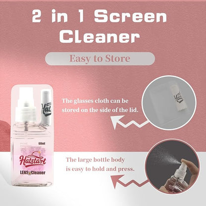 2 Pack Electronic Screen Cleaner Spray, Hatstart Cell Phone Touch Screens Cleaning for TV Laptop Computer Tablet PC LCD Flat Screens and Car Display, Compatible with iPhone iPad MacBook Pro, Pink