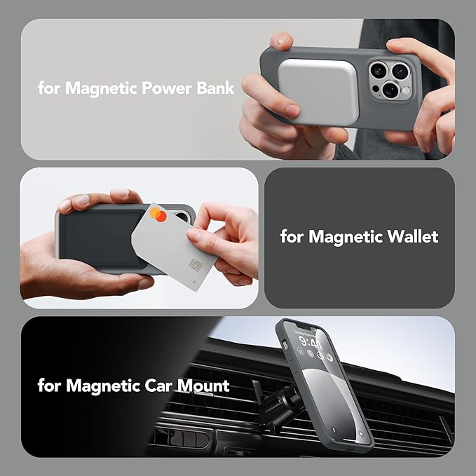 GONEZ Magnetic for iPhone 13 Pro Max Case, Compatible with MagSafe, [Screen Protector + Camera Lens Protector], Silicone Shockproof Anti-Scratch Protective Phone Case 6.7 inch, Dark Grey
