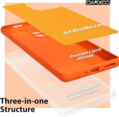 Oakxco for Motorola Moto Edge Plus 2023 Case Silicone, Thin Slim Grip Soft Rubber Gel Protective Phone Case for Women, Matte Plain Bright Color Aesthetic Cute Girly Case with Camera Cover, Neon Orange