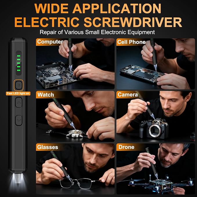 Mini Electric Screwdriver, 3.7V Precision Screwdriver Set Cordless Screwdrivers Rechargeable 72 In 1 Magnetic Bit Repair Tech Tool Kit for Electronics Computer Phone Laptop Camera RC Car Watch Glasses