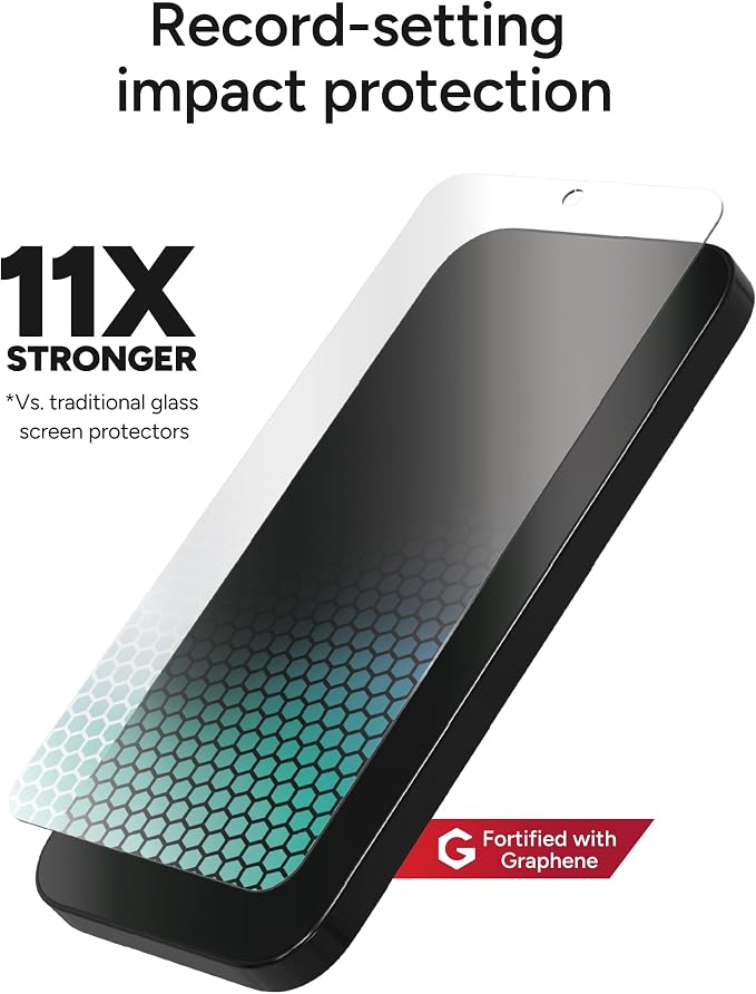 ZAGG Glass XTR4 Samsung Galaxy S25+/ S24+ Screen Protector - Tempered Glass, 11X Stronger with Graphene, Blue Light Filtering, Anti-Reflective Technology, InvisibleShield, Easy Dust-Free Installation