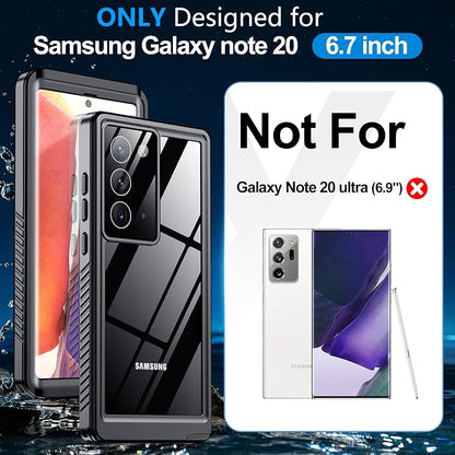MOZOTER for Samsung Galaxy Note 20 Case Waterproof,[IPX8 Underwater Case][Full Body Shockproof & Military Dropproof] Clear Sound Quality Built-in Screen Protector for Samsung Note 20 6.7 inch-Black