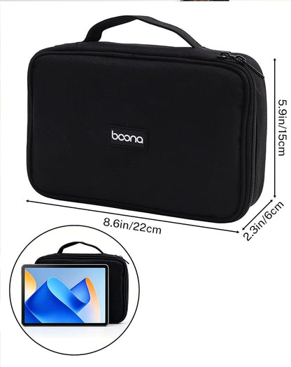 Waterproof Electronics Accessories Organizer Case - Double Layer Cable Organizer Bag for Travel, Chargers, Cords, Digital Device Storage - Black