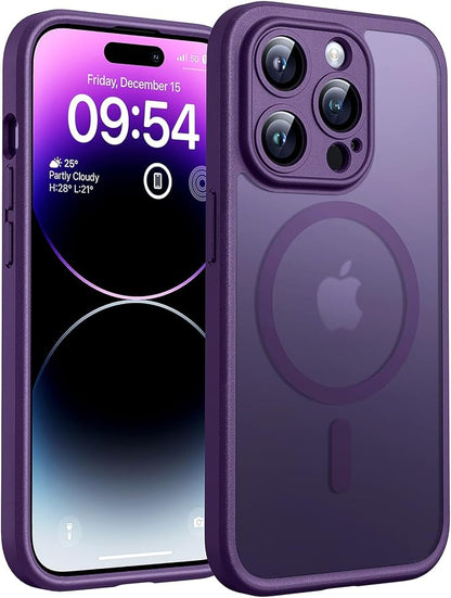 TOCOL Magnetic for iPhone 14 Pro Max Case, Upgraded Full Camera Protection, Compatible with Magsafe, Drop Protection, Translucent Matte Back Bumper Phone Cover 6.7-Inch（Midnight Purple）
