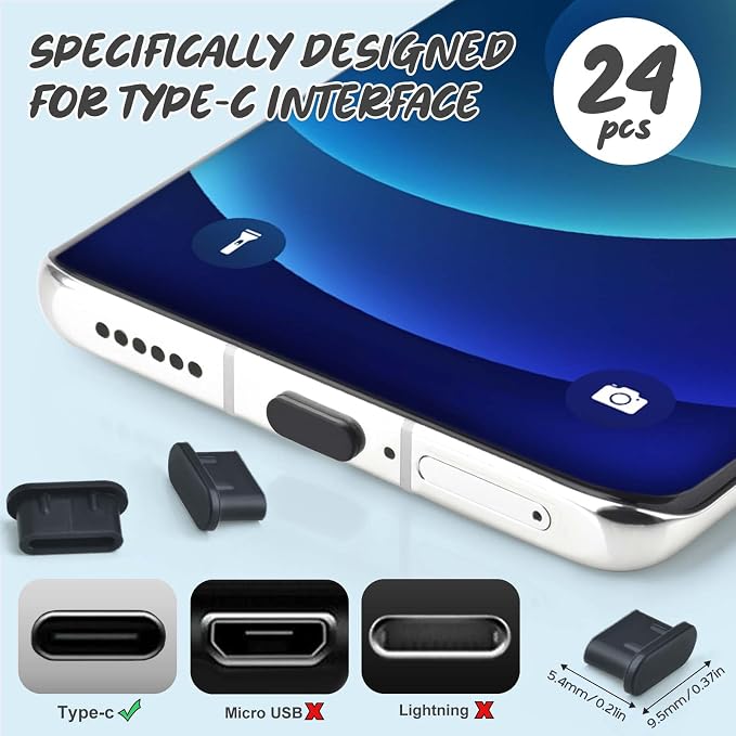 USB C Dust Plug for iPhone 15 Series Type C Anti Dust Cover Protector USB C Port Cover Phone Speaker Cover Charging Port Cleaner for Samsung Galaxy S23, S22, S21, Note 20, All Type-C Devices (74Pcs)