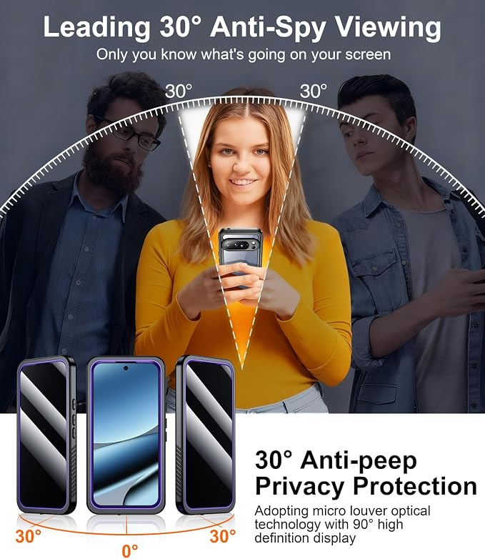 Temdan for Google Pixel 10 Pro XL Case Waterproof,Built-in Lens & Screen Protector[Full Body Shockproof][Military Dropproof][Dustproof][IP68 Underwater] for Pixel 10 Pro XL 6.8”-Purple/Clear