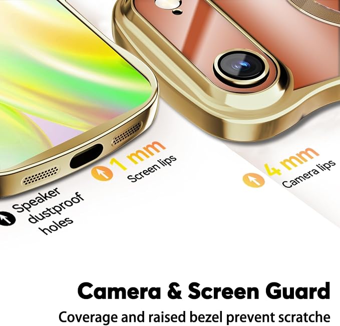 Misscase for iPhone Air Case with Privacy Screen Protector,Compatible with MagSafe,Cute Wave Frame Anti-Scratch Case with Camera Lens Protector Plating Bling Case for iPhone 17 Air Gold