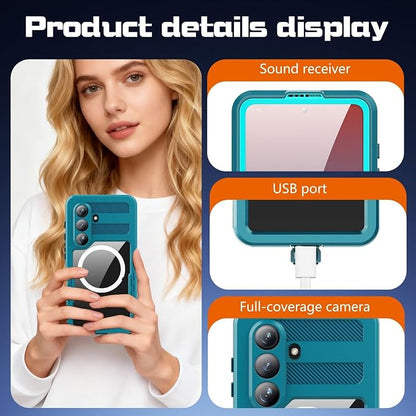 Omio for Galaxy S26+ Plus Waterproof Case Compatible with MagSafe Magnetic Waterproof Full Body IP68 Underwater Case Built-in Screen Protector Military Grade Shockproof Case for Men Women Teal