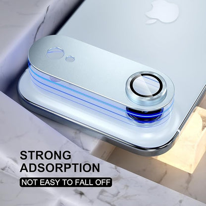 Choiche Compatible for iPhone 17 Air Camera Lens Protector, Strong Adsorption Camera Cover with 9H Tempered Glass Lens Screen Protector Metal Ring Decoration Accessories 6.5-inch (Sky blue)