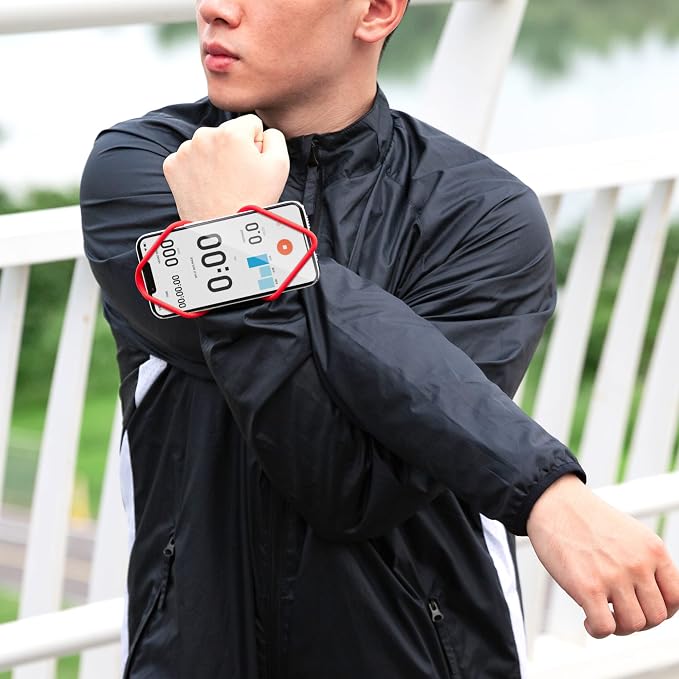 BONE Run Tie Handheld 2, Running Phone Holder, 2-in-1 Handheld/Wristband Design, Adjustable & Skin-Friendly Silicone Strap for Workout, Universal Sport Phone Carrier for Most Smartphone (Black)