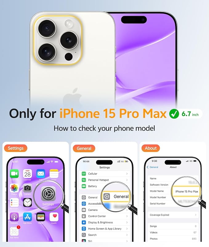 FNTCASE for iPhone 15 Pro Max Case: [Compatible with Magsafe] Translucent Matte Cases with [Full Camera Protection] [Screen Protector] Military Grade Shockproof Protective Phone Cover - Purple