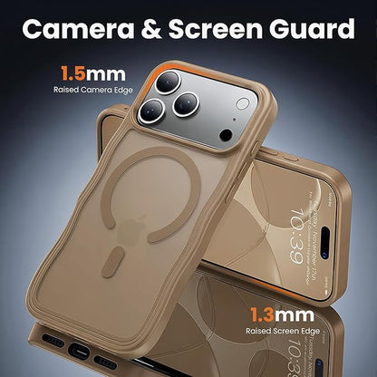 for iPhone 17 Pro Max Case Cute Brown,Fits MagSafe,Matte Skin Feeling Back,Curly Wave Edge,Slim & Durable & Stylish,Cover Military-Grade Protection