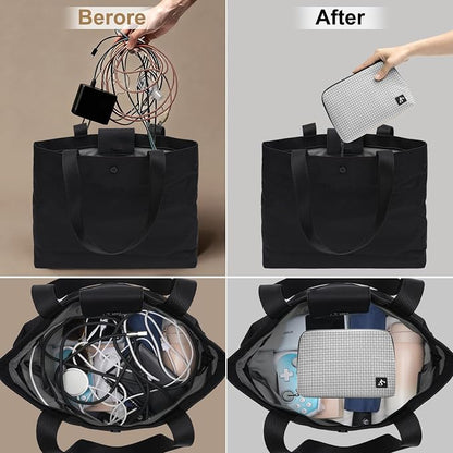 SIMTOP Cord Organizer Travel Small Tech Bag Pouch Case for Cords, Charger, Hard Drive, Power Bank – Water-Resistant Electronics Organizer, Small Portable Gadget Case for Travel