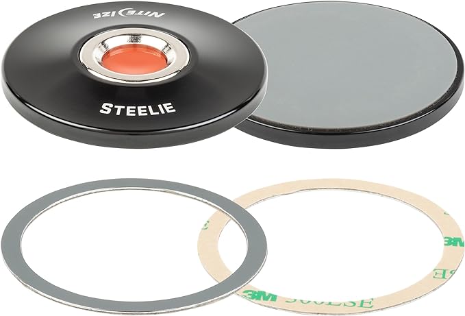 Nite Ize Steelie Orbiter Plus Magnetic Socket and Metal Ring - Car Dashboard with Magnetic Mount - Sturdy Dashboard Mount for Cell Phone - Black