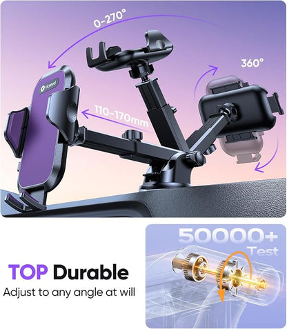VICSEED Purple Phone Holders for Your Car [Upgraded True Military-Grade Strongest Suction] Cell Phone Mount for Car Dashboard Windshield Vent Truck Boat Stand Adjustable for iPhone Android