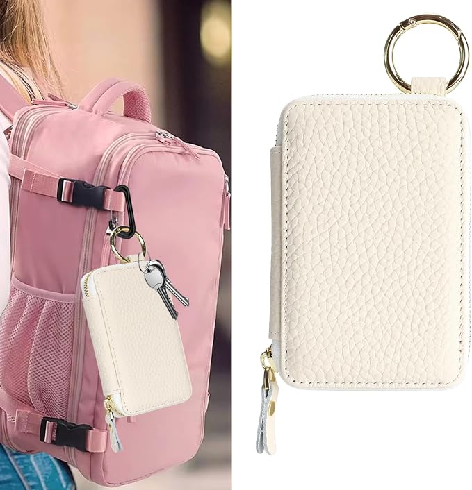 Cavor Compatible with MagSafe Wallet Genuine Leather Cash Wallets for Women, Magnetic Phone Wallet for iPhone 17 Pro Max/16/15/14/13/12, id Credit Card Holder with Mag safe Keychain-White