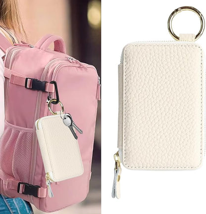 Cavor Compatible with MagSafe Wallet Genuine Leather Cash Wallets for Women, Magnetic Phone Wallet for iPhone 17 Pro Max/16/15/14/13/12, id Credit Card Holder with Mag safe Keychain-White