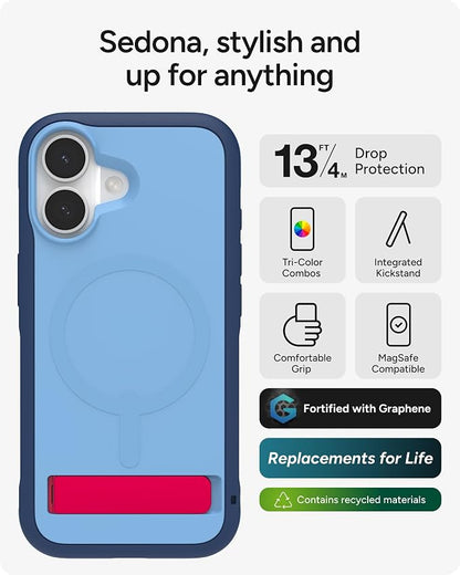 ZAGG Sedona Snap Case with Kickstand for iPhone 17 - Blue Royal Ember, Drop Protection (13ft/4m), Multi-Layer Protection, with Camera Button, MagSafe Phone Case with Impact-Absorbing Bumpers