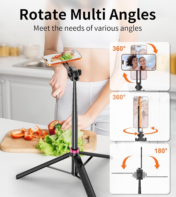 69" Magnetic Phone Tripod with Phone Clamp,Selfie Stick Monopod for Magsafe with Remote & Phone Mount Adapter,Portable Tripod for iPhone/Android,Portable Camera,Photo,Vlogging,Live Streaming,Travel