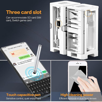 34-in-1 for iPhone Cleaning Kit, Sunoyar Airpods Cleaning Kit Multi-Functional, Laptop Cleaning Kit with Portable Storage Case for iPhone Charging Port USB C Cell Phone Android Keyboard Earbud White