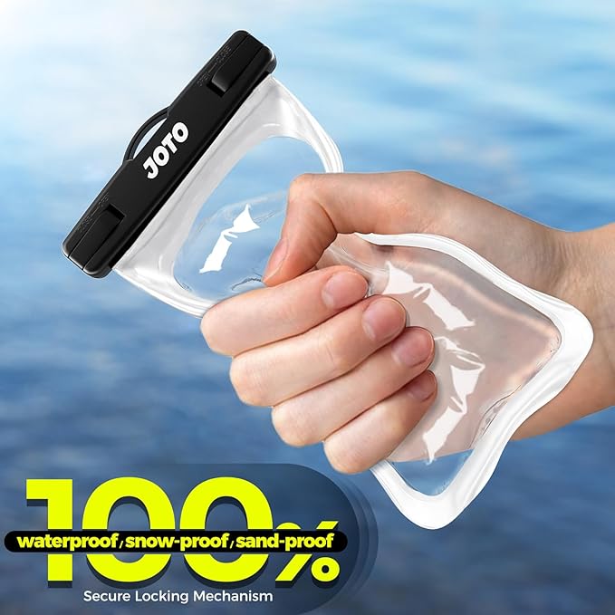 JOTO 2 Pack Universal Waterproof Phone Case for iPhone 17 Air 16 15 14 13 12 11 Plus Pro Max, IPX8 Cellphone Dry Bag XR X SE, Galaxy S23 S22 S21 S20+ S20 S10 Plus Note, Pixel up to 7" -Black, Clear