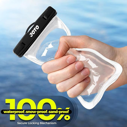 JOTO 2 Pack Universal Waterproof Phone Case for iPhone 17 Air 16 15 14 13 12 11 Plus Pro Max, IPX8 Cellphone Dry Bag XR X SE, Galaxy S23 S22 S21 S20+ S20 S10 Plus Note, Pixel up to 7" -Black, Clear