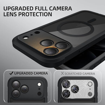 BERFY for iPhone 17 Pro Max Case, Compatible with MagSafe, Built-in Privacy Screen Protector, Camera Protection, Shockproof Full Body Phone Case 6.9", Clear Black